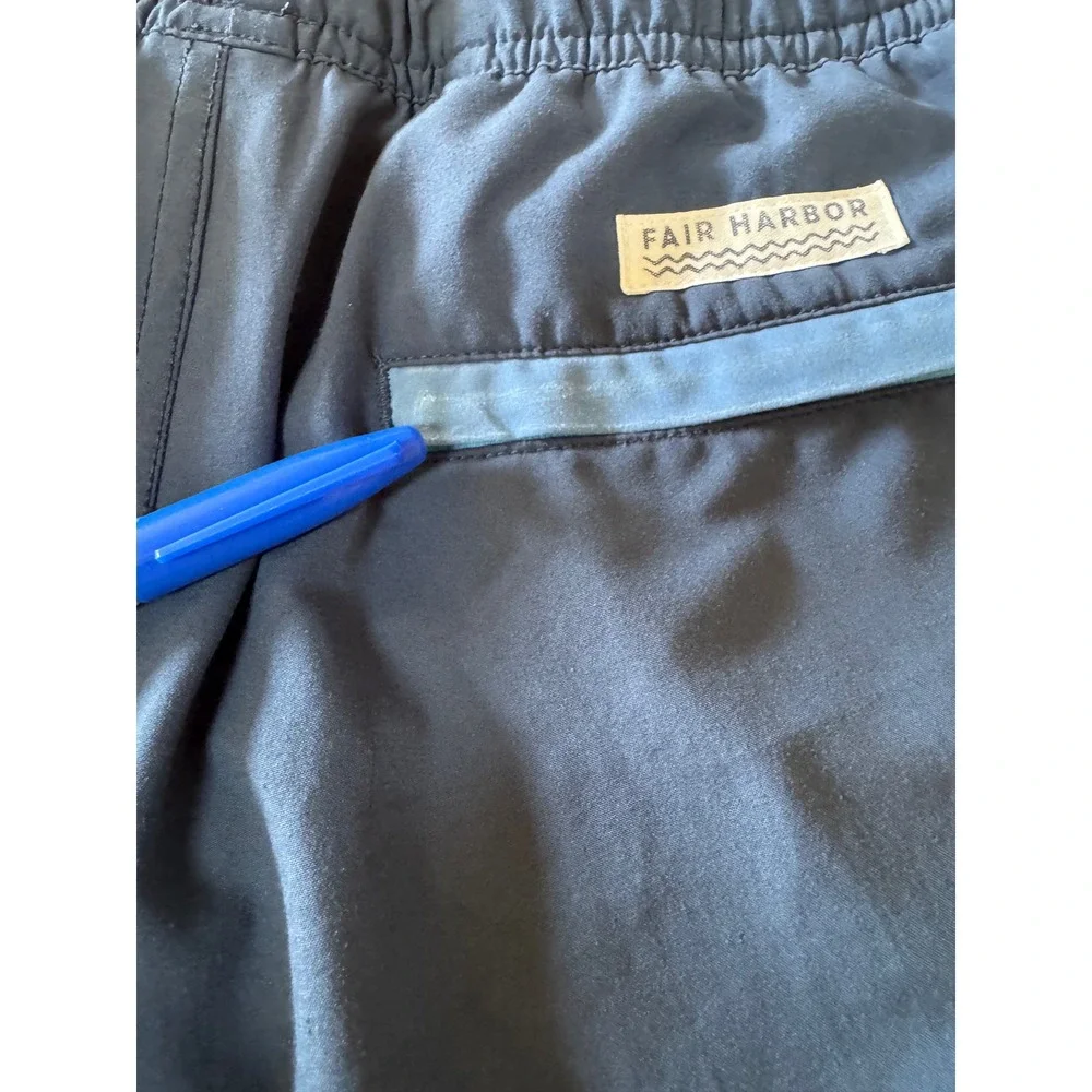 Fair Harbor Mens Swim Trunks Set of 2 Blue Teal Striped Lined Size Medium